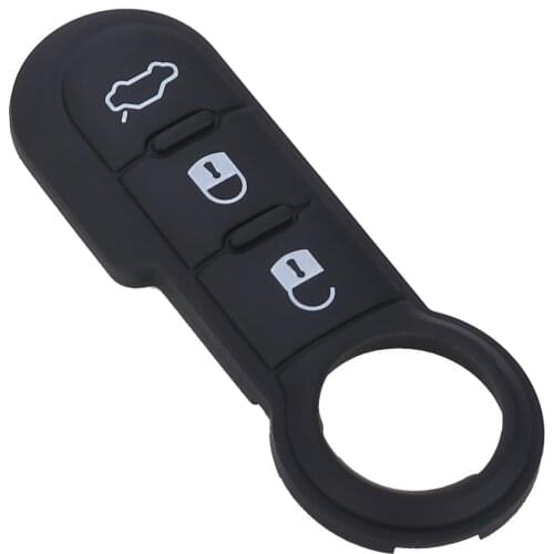 1PC Car Key Rubber Pad Lock/Unlock/Trunk 3 Buttons Case For Fiat 500 Panda Abarth Punto Remote Control Key Fob Cover