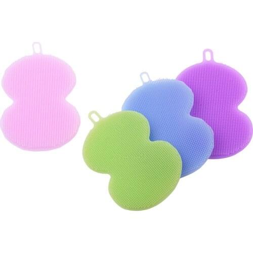1 * Silicone Magic Sponge Brush Scrubber Fruit Dish Dishwashing Cleaner Kitchen Tool