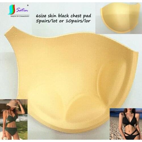 10pairs Wholesale High Quality 6 Size Thickened Skin Black Chest Pad Wedding Dress Bra Underwear Swimsuit Sponge Bra Coaster