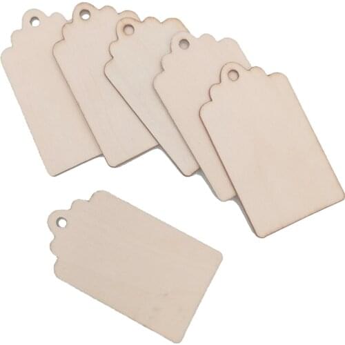 10pcs Wood Gift Tags Unfinished Wood Craft Supplies DIY Woodcrafts Blank Wooden Gift Tags Natural Hanging Wood Pieces