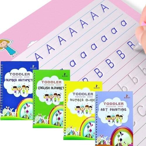 4/3D Children Copybook Handwrite Practic Reusable Book Magic Books For Calligraphy Write Math Textbook Calligraphy Baby Supplies