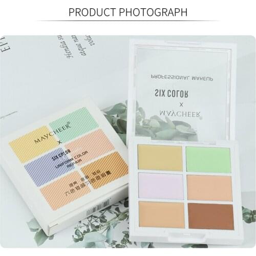 6-Color Concealer Pan Highlighter And Repair All-in-1 Pan Concealer Marks Dark Circles And Spots Even Skin Tone Cosmetics TSLM1