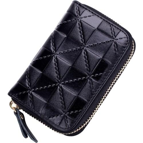 Weduoduo Brand Women Credit Card holder Genuine Leather Men Business ID Card Holder Fashion Mini Zipper Bank Card Cases Wallets