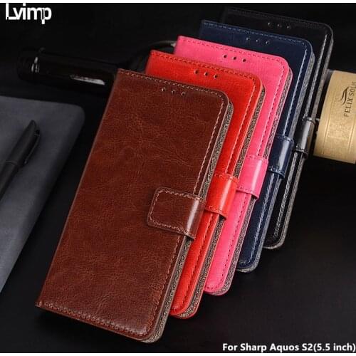 For Sharp Aquos S2 Case Retro Leather Flip PU Wallet Case For Sharp Aquos S2 Stand Card Holder Phone Cover Bags Photo Frame 5.5"