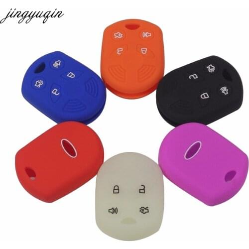 Jingyuqin Remote 4 Buttons Silicone Car Key Cover For Ford Mercury Mariner Lilan Lincoln Navigator MKX MKZ Edge Fusion Mustang