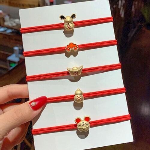 Red Rope Elastic Hairbands Lovely Mouse Scrunchies Cute Hair Ties For Woman Girls Ponytail Holder Hair Accessories Hair Rope Gum