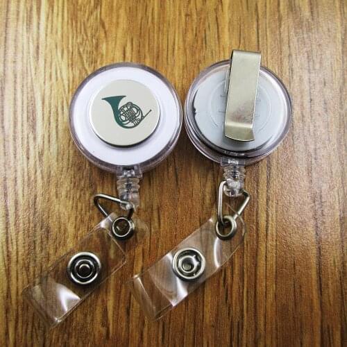 French Horn ID Badge Reel gift for him/her friend family retractable recoil id badge holder work fun