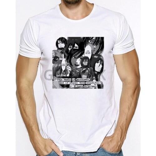 Mikasa Waifu Japanese Anime Attack on Titan T Shirt Men Summer T-shirt Titans Attack Graphic Hip Hop Levi Eren Top Tees Male
