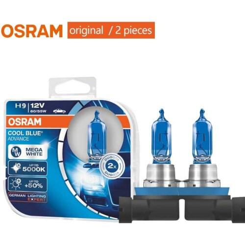 OSRAM H9 Halogen Cool Blue Advance Car Headlight Fog Lamp +50% Brighter 12V 65W 5000K 62213CBA (Pair)