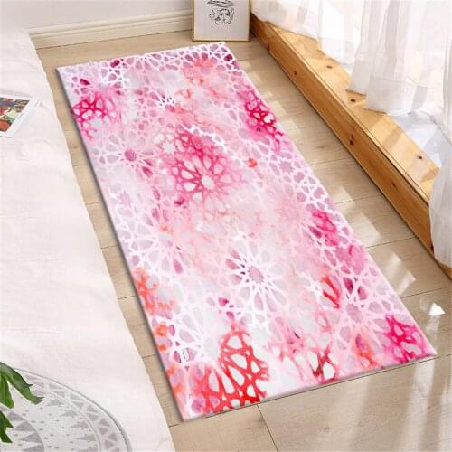 Geometric Pink Mat Girls Room Bedside Mat Kawaii Room Decoration Kitchen Runner Floor Mat Anti-slip Doormat Home Entrance