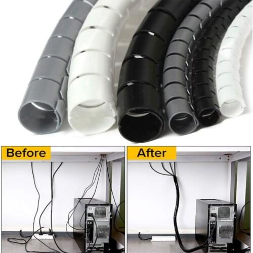 16mm*2m Cable Management Flexible Spital Storage Pipe Cord Cable Winder Holder Protector Soft Silicone Tube Cable Organizer