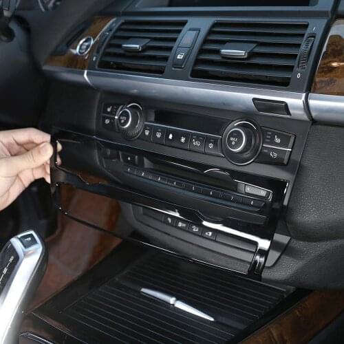 Glossy Black ABS Plastic Air Conditioner Volume Decoration Button Frame Trim for BMW X5 X6 E70 E71 2008-2013 Models Accessories