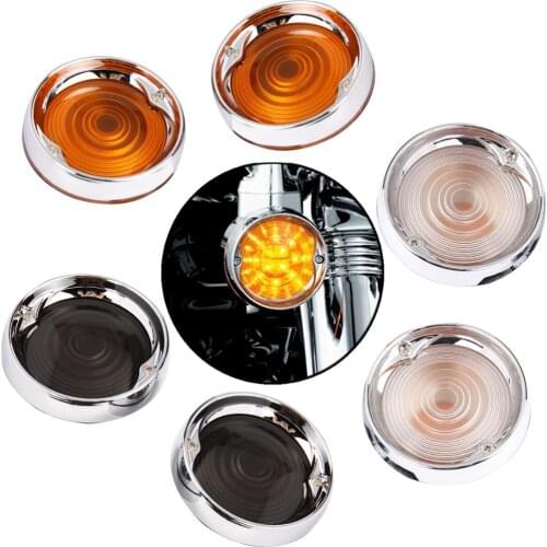 Chrome Deep Dish Flat Turn Signal Light Trim Ring Bezels For Harley Touring Electra Glide FLH/T Road King FLHR Flat Turn Signal