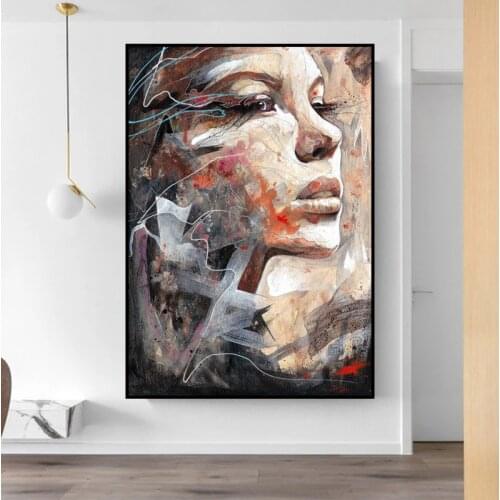 Graffiti Art Portrait Women Oil Painting on Canvas Wall Art Posters Prints Wall Picture for Living Room Home Wall Cuadros Decor