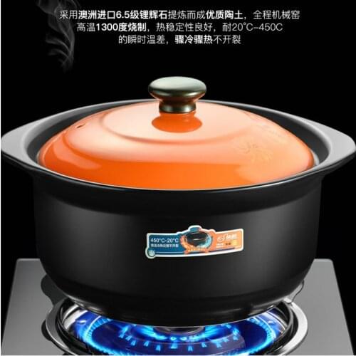 Ceramic Saucepan Thickened Heat Resisting Large Capacity Casserole Household Gas Burner Small Saucepan Porcelain 2.2L