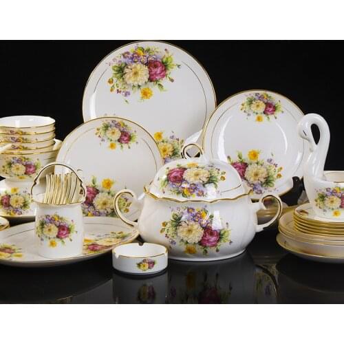 Jingdezhen ceramic bone china tableware dishes bowl plate soup spoon Western steak plate with DIY tableware