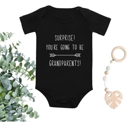Surprise You're Going To Be Grandparents Baby Anouncement Rompers Short Sleeve Boys Girls Onesies Funny Cotton Bodysuits