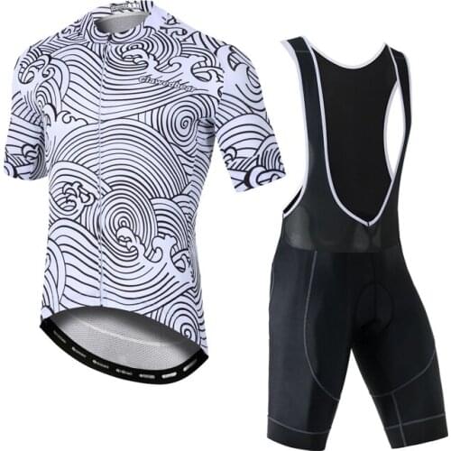 YOCENE White Shorts Suit Cycling Compression Bike Jersey Reflective Strip Bicycle Wear