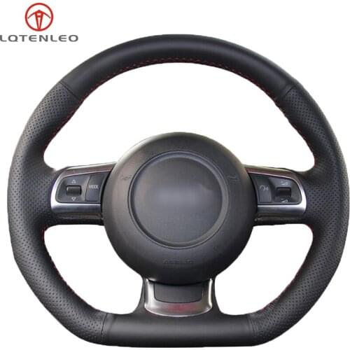 LQTENLEO Black PU Artificial Leather DIY Hand-stitched Car Steering Wheel Cover For Audi R8 2008-2010 TT 2008-2015