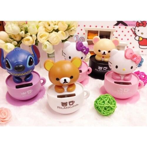 Solar Rilakkuma Moving Head Machine Car Decoration Car Doll Car Decoration