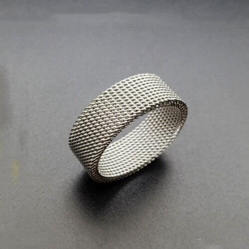 Fashion stainless steel mesh ring trend titanium steel minimalist boys and girls classic soft single ring hot sale