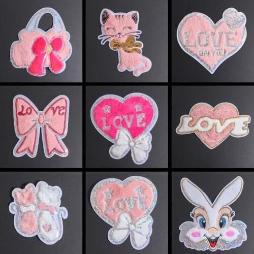 Cartoon Swan Cat Rabbit Towel Embroidery Cloth Patches Sew On Kawaii Animal Patches for Clothing Accessories Bag T-shirt Decor