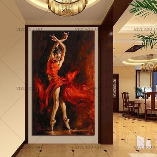 Skill China Painter 100% Handmade Ballet Dancer Oil Painting on Canvas High Quality Dance Room Figure Paintings for Home Decor