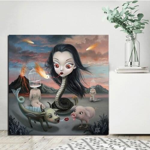 Snake Body People Head Mark Ryden Surrealism Canvas Posters Prints Wall Art Painting Decorative Picture Bedroom Home Decoration