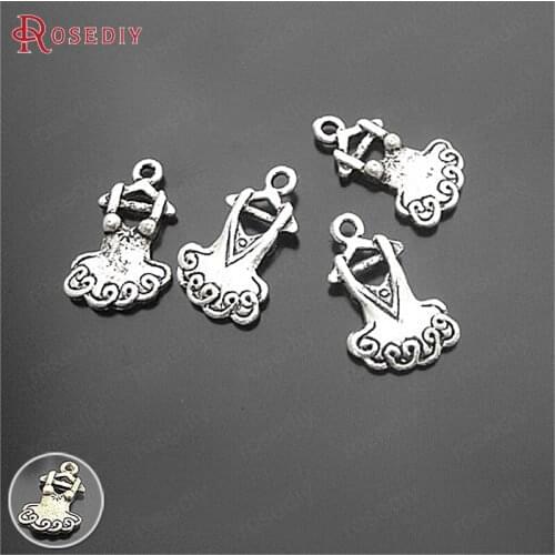40PCS 11x17MM Antique Silver Bronze Zinc Alloy Skirt Charms Pendants Jewelry Making Supplies Diy Findings Accessories