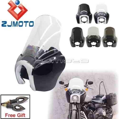 Clear Headlight Fairing Motorcycle Front Light Mask Cowl for Harley Softail Street Bob FXB Standard FXST w/15'' Windshield Cover