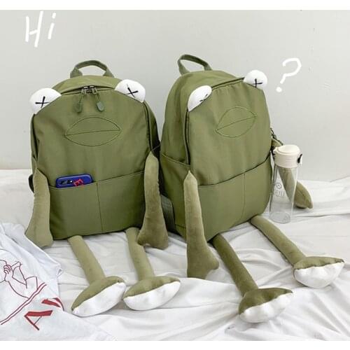 Schoolbag Female Cartoon New Backpack Frog Personality Super Fire Student Leisure Cute Backpack High Capacity School Bags