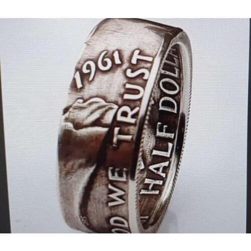 US Franklin '1961' HALF DOLLAR Silver Plated Coin Ring Handmade In Sizes 7-13