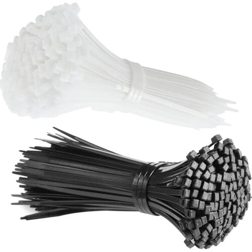 White Black Cable Ties Non Releasable Wire Wraps Zip Ties Various Size 300PCS Nylon Cable Ties Zip Electrical Wire Wrap