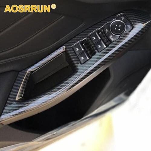 For Ford Focus 2019 MK4 Carbon Fiber Inner door panel cover Car Accessories Style
