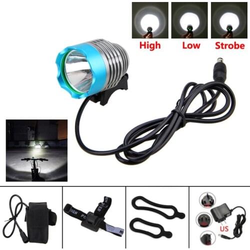 Waterproof Front Bike Headlight T6 LED Bike Lights 3 Modes Cycling Lamp 2 in 1 Headlamp Flashlight with Battery Pack and Charger