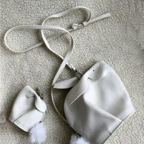 Trong Genuine leather crafted rabbit bag cute animal bunny shaped clutch coin purse mini crossbody messenger bags Wallet custom