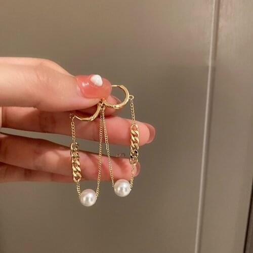 New Arrival Fashion Earrings Metal Trendy Water Drop Women Dangle Earrings Chain Ear Buckle Minority Cold Wind Long Jewelry