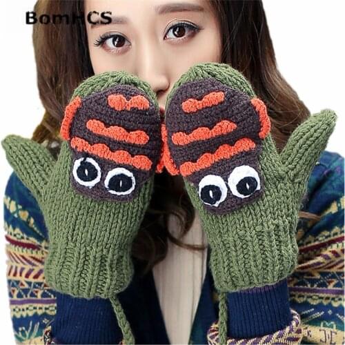 Cute Animal Women Winter Warm Mittens Handmade Knitted Gloves