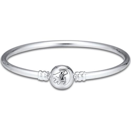 The Lion King Bangle Bracelets For Woman DIY Beads & Charms Authentic 925 Sterling Silver Fashion Jewelry Bracelets
