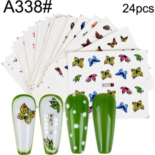 1 Set Butterfly Nail Water Transfer Nail Slider Flower Leaf Eye Leopard Designs Nail Art Stickers Decals Decorations Tips