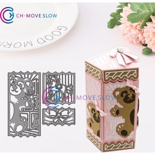 2019 New Arrival CH Bear Box Decoration 3D Gift Stitched DIY Scrapbooking Stamps Craft Embossing Die Cut Making Stencil Template