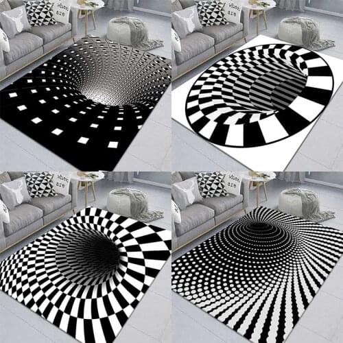 3D Carpet Vortex Area Rug Illusion Spiral Rectangle Floor Mat Geometric Floor Pad For Home Living Bed Room Decoration 50*80cm/pc