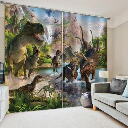 3D Window Curtain Dinosaur curtains print Luxury Blackout For Living Room 3d stereoscopic curtains
