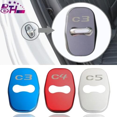 4pcs Car-Styling Door lock Cover Car Emblem Fit For Citroen C3 C3-XR C4 C5 Accessories Stainless Steel Car Styling