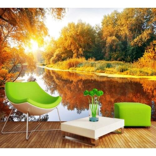 Free Shipping Romantic Warm And Picturesque TV Background Wall Custom 3d Mural Living Room HD Wallpaper Autumn Scenery Wallpaper