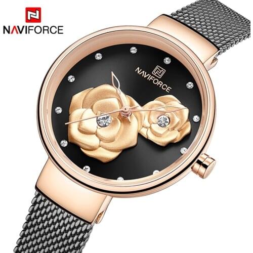 Luxury Brand NAVIFORCE Ladies Watch Fashion Creative 3D Rose Women Business wrist watches waterproof Clock Relogio Feminino 2020