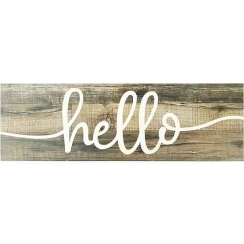 Wooden Hello Sign Plaque Front Door Hanging Board For Wreath Garland Home Decoration Wall Porch Office Kitchen Decor New