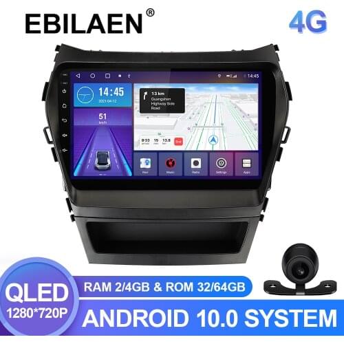EBILAEN Car Multimedia Player For Hyundai Santa Fe IX45 2013-2017 Android 10.0 Autoradio GPS Navigation Radio Camera Headunit 4G
