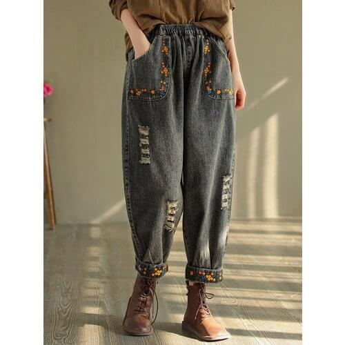 Fairynatural Womens Ripped Jeans