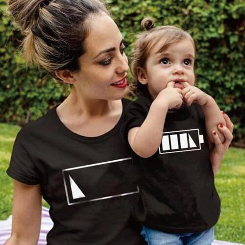 Mother Kids T-Shirts Mommy And Me Matching Clothes 100% Cotton Short Sleeve Love Printed Casual Wear Kids Girls Outfits T-Shirts